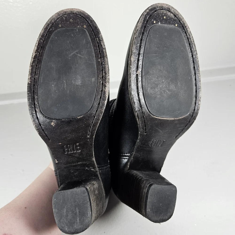 Frye Naomi Pickstitch Black Leather Ankle boots Size 7